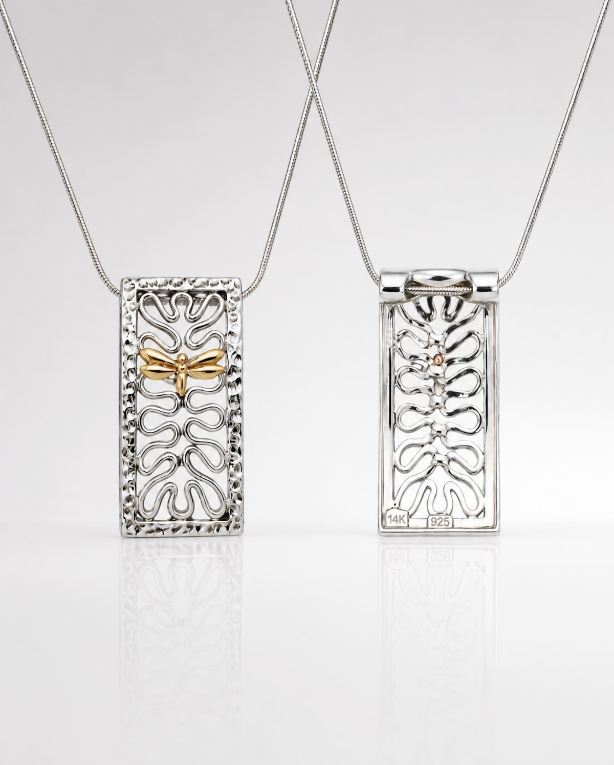 Sterling Silver Filigree Dragonfly Pendant Necklace