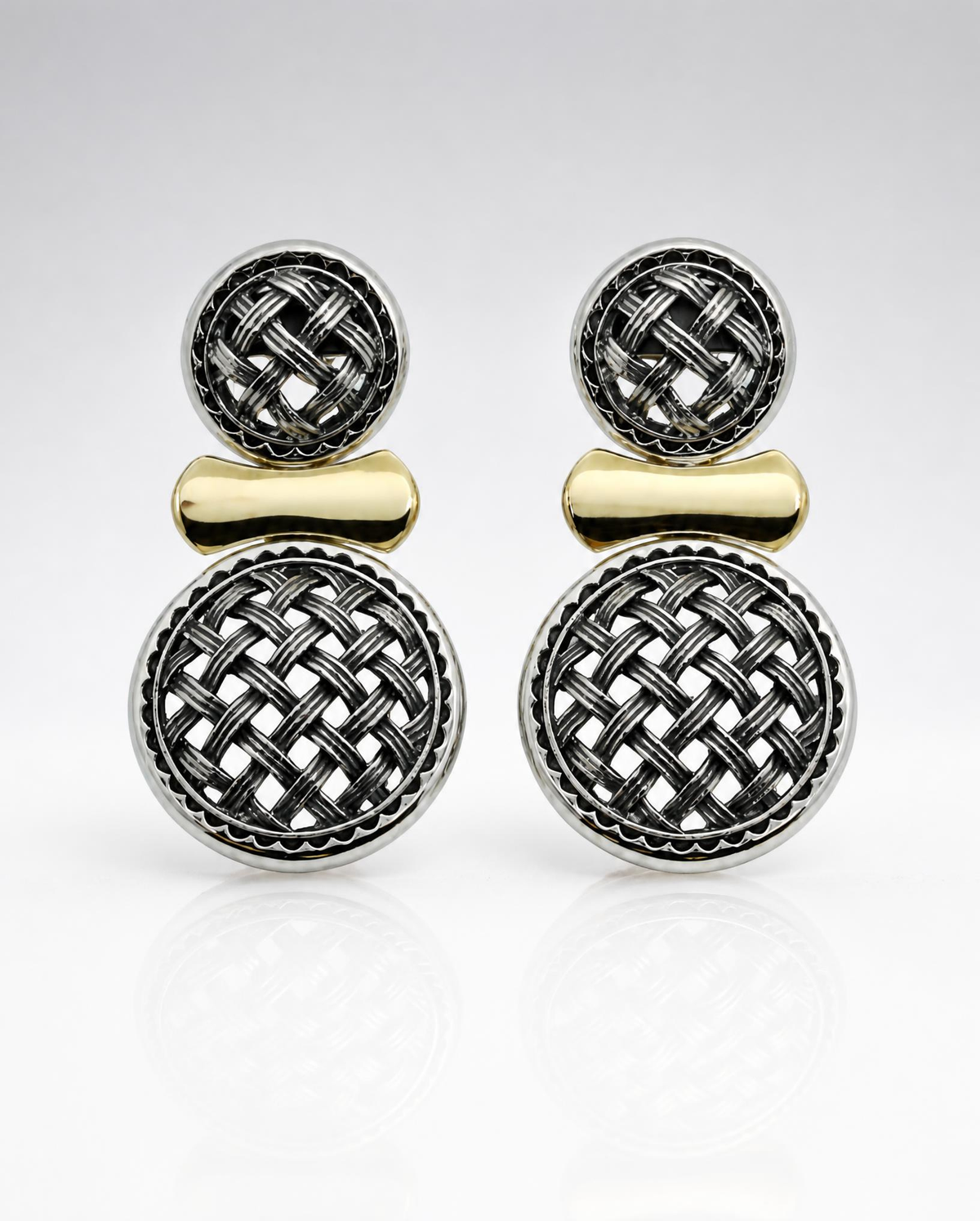 Sterling Silver Double Woven Filigree Drop Earrings