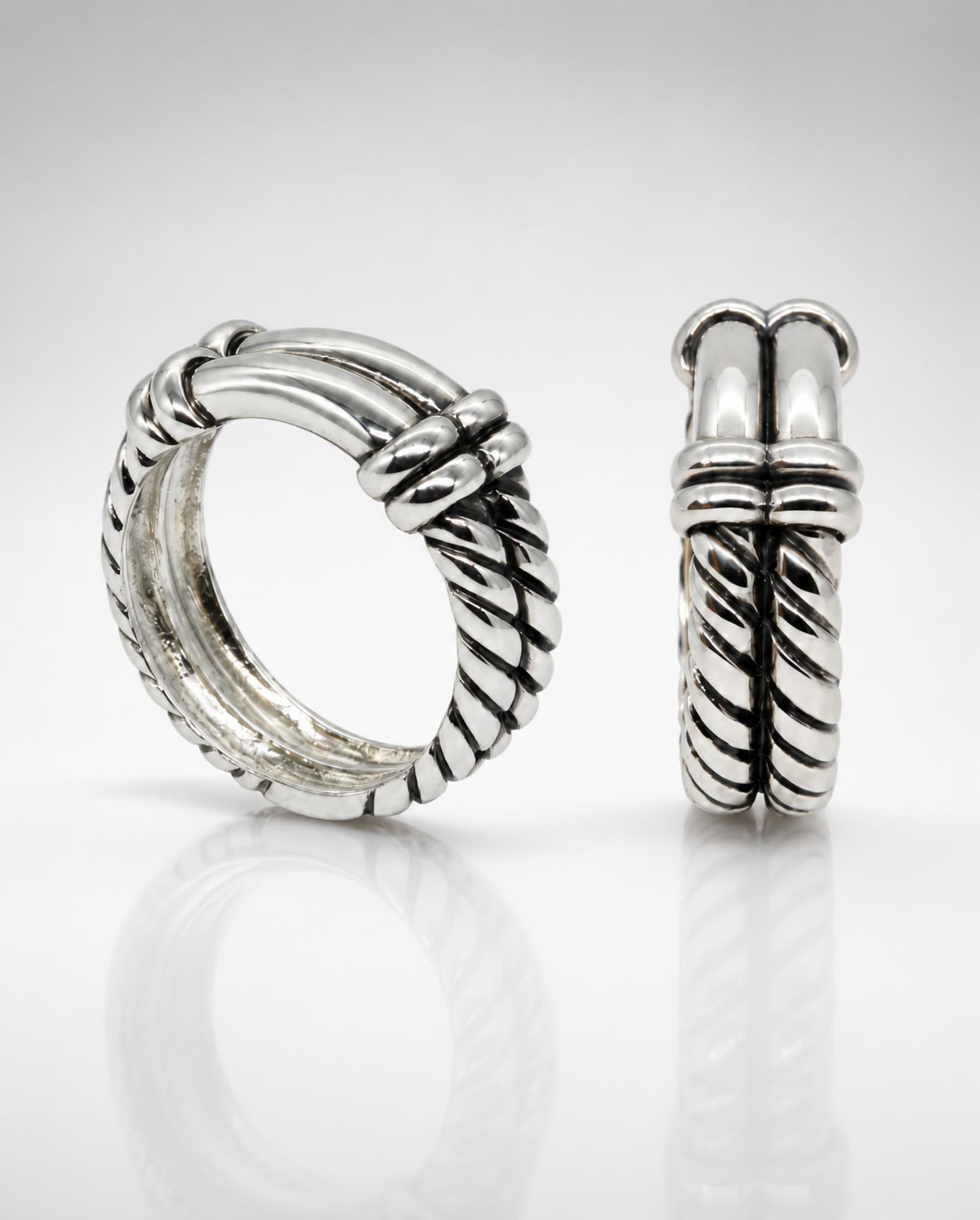 Sterling Silver Twisted Rope Knot Ring
