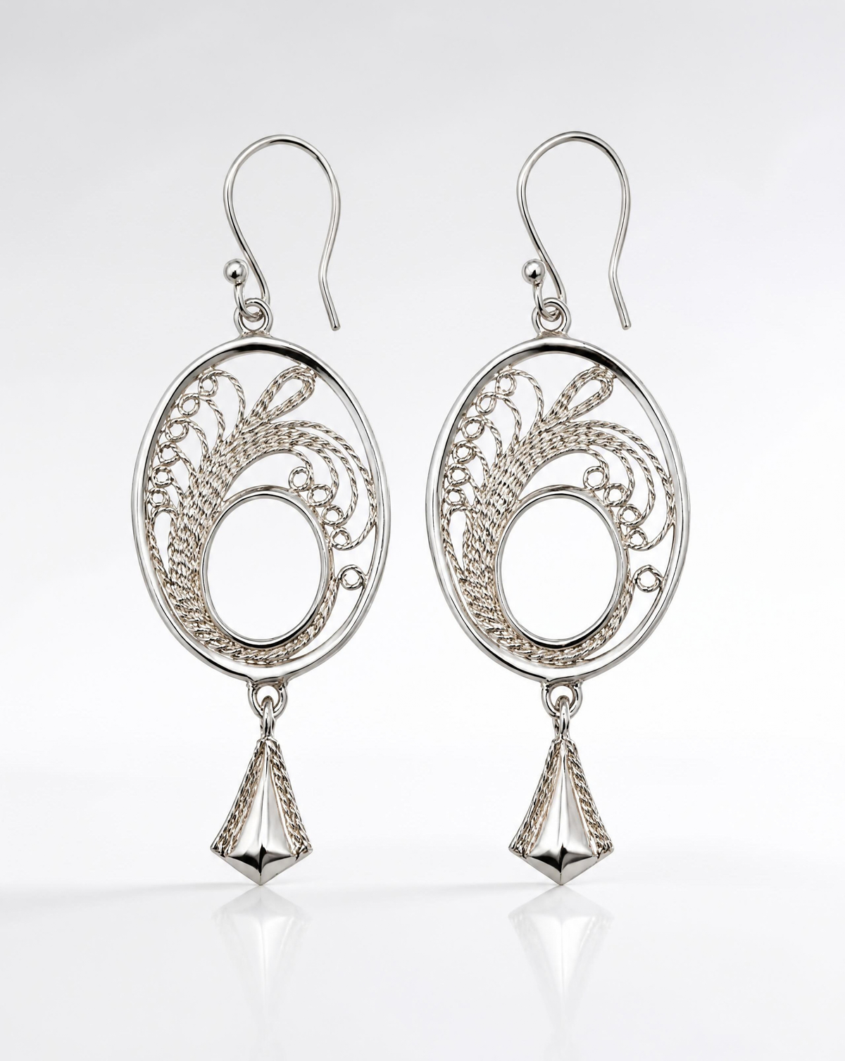 Filigree Oval Drop Earrings
