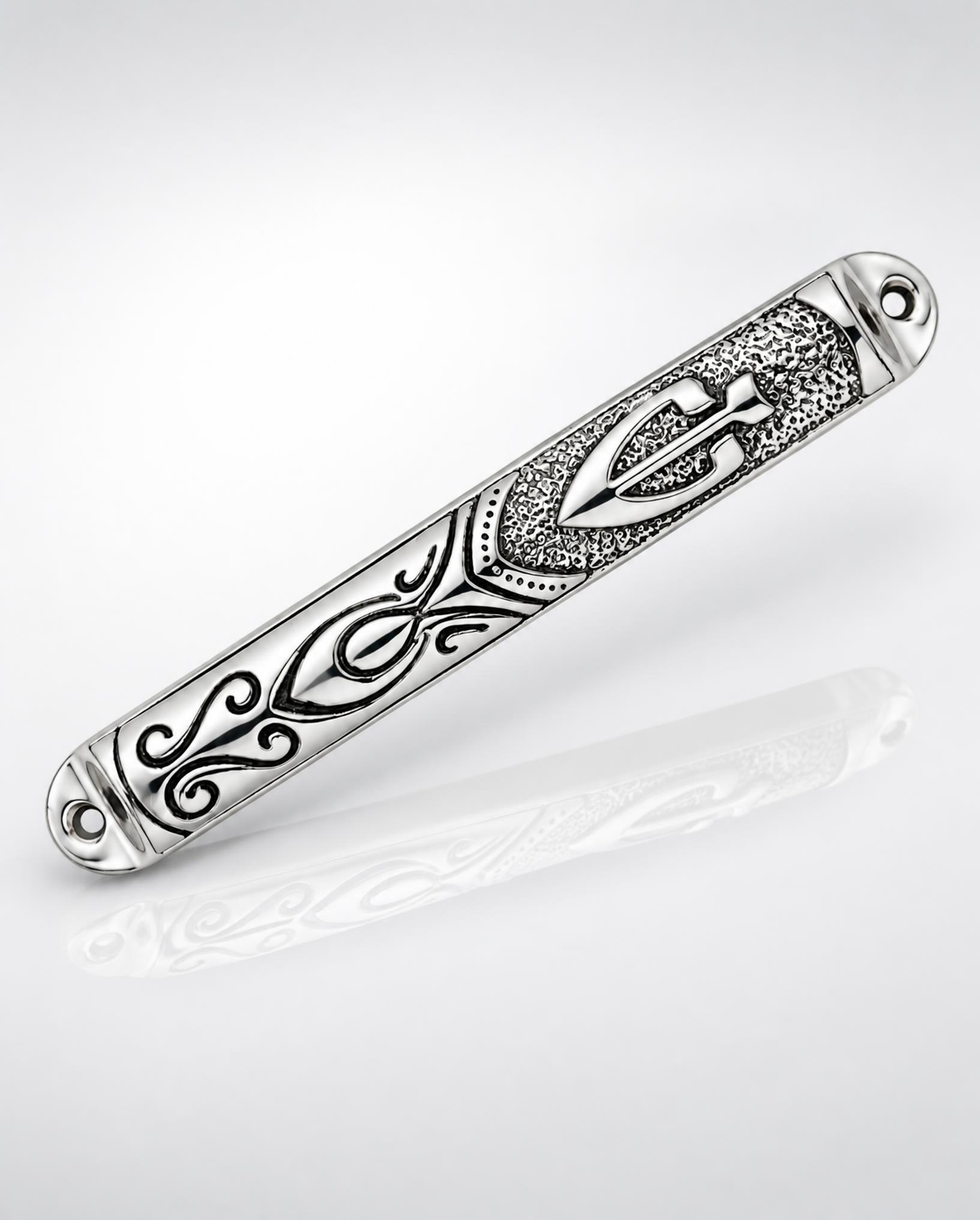 Sterling Silver Scroll Pattern Mezuzah Case