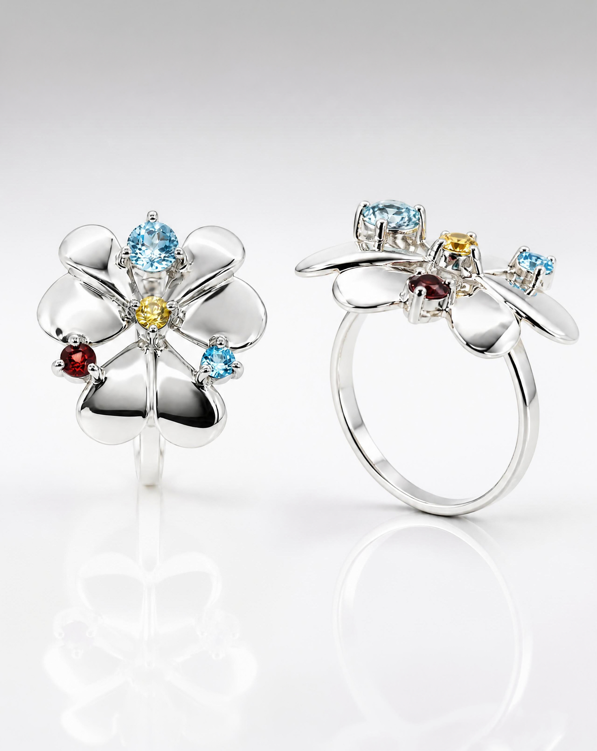 Floral Gem Cluster Ring