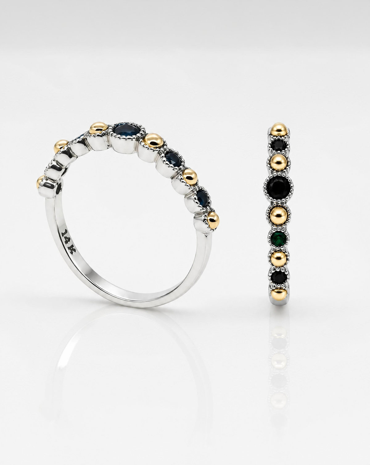 Multi-Gem Gold Beaded Ring