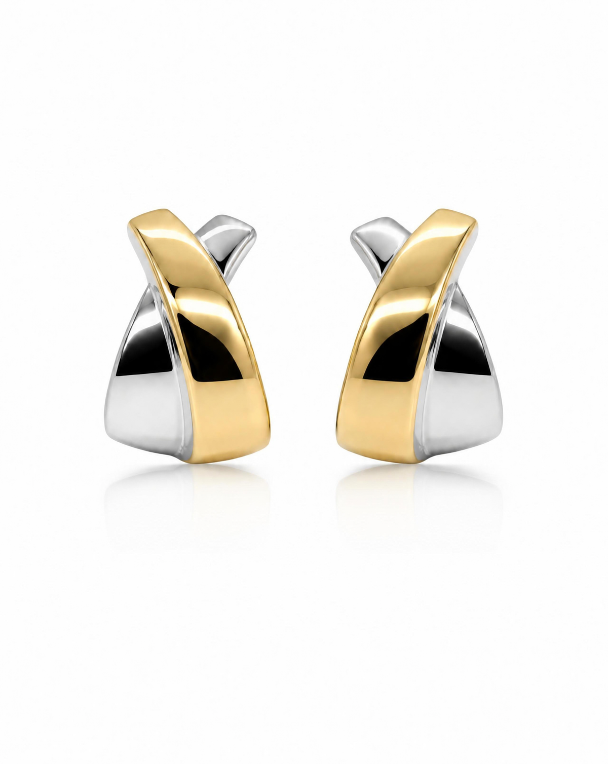 Two-Tone Crossover Hoop Earrings