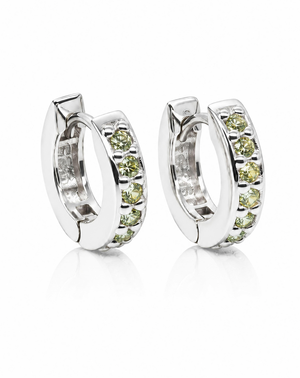 Peridot Pave Huggie Hoops Earrings