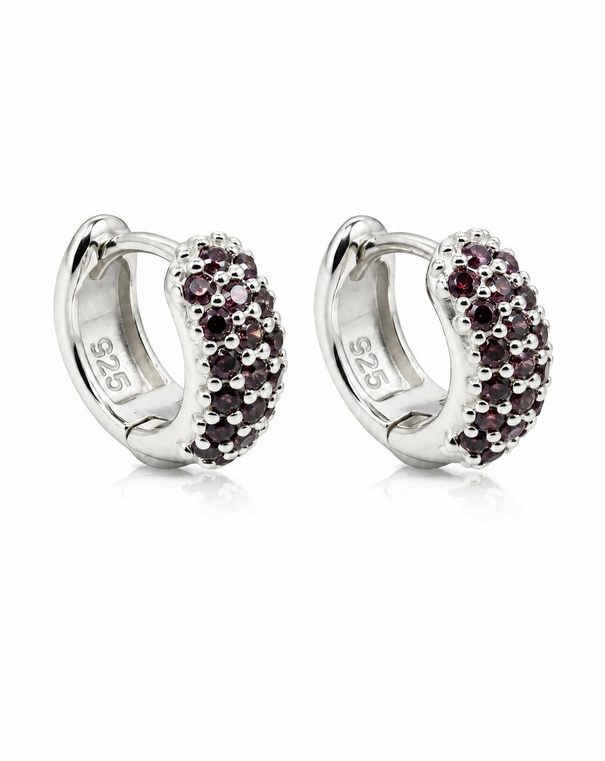 Garnet Pave Huggie Hoop Earrings