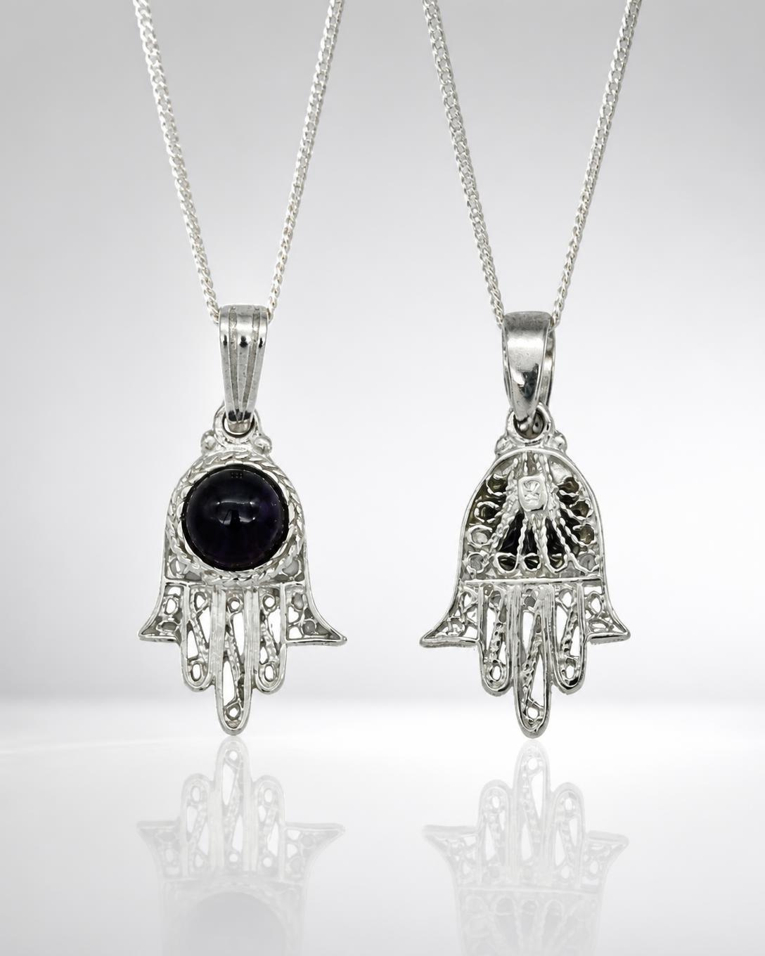 Sterling Silver Filigree Hamsa Pendant