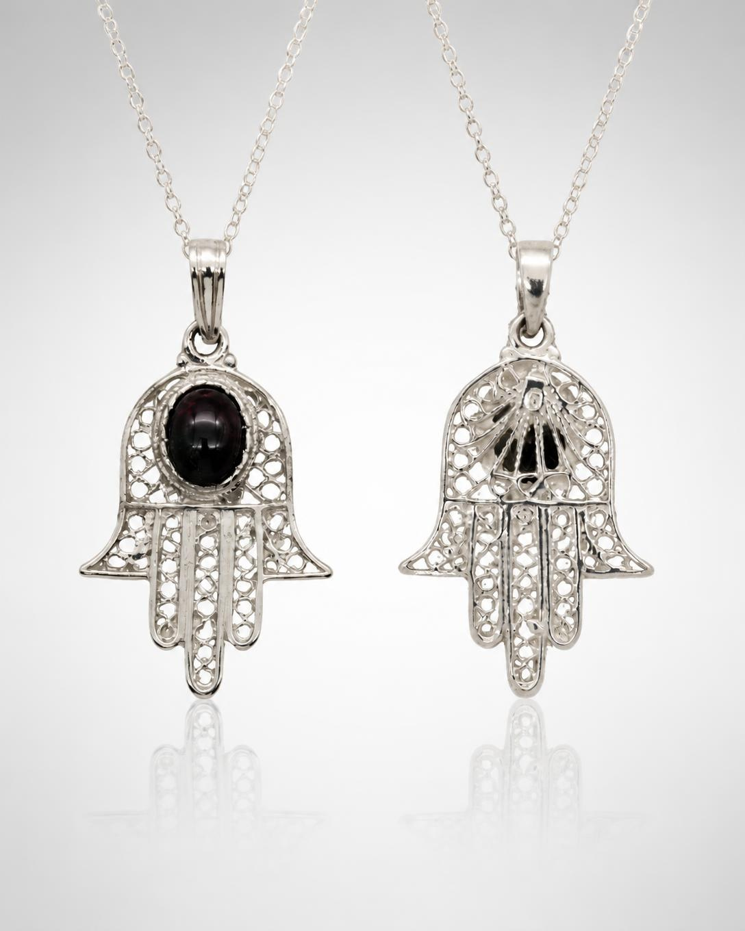 Sterling Silver Filigree Hamsa Pendant