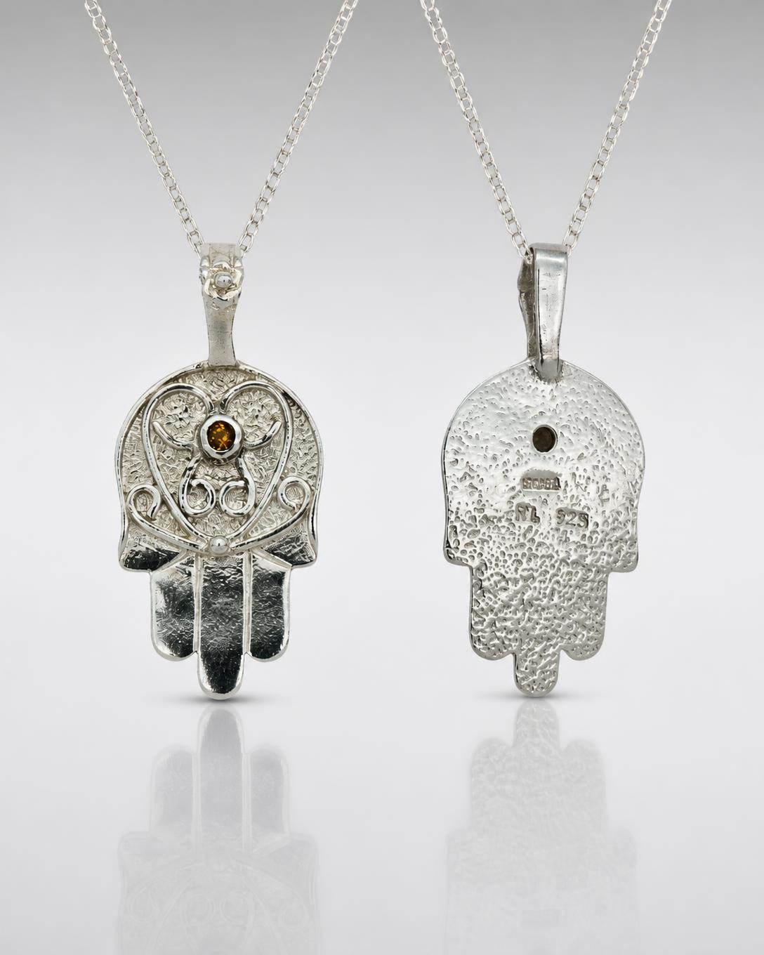 Sterling Silver Filigree Hamsa Pendant