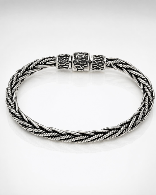 Sterling Silver Woven Rope Chain Bracelet
