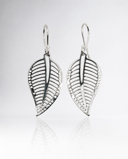 Sterling Silver Filigree Leaf Drop Earrings
