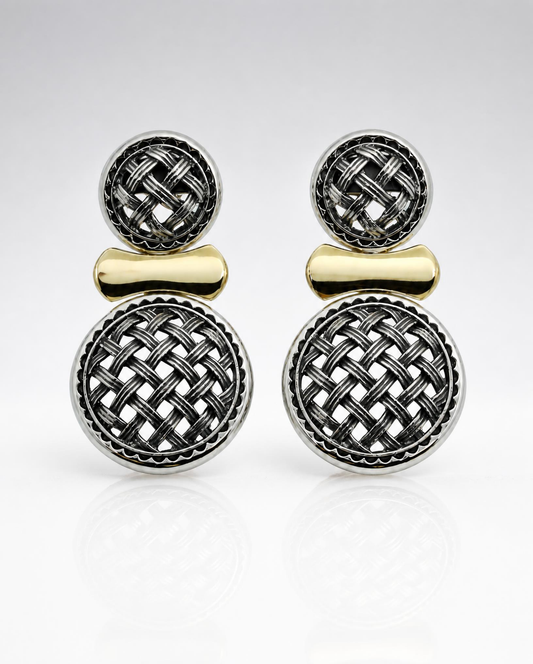 Sterling Silver Double Woven Filigree Drop Earrings