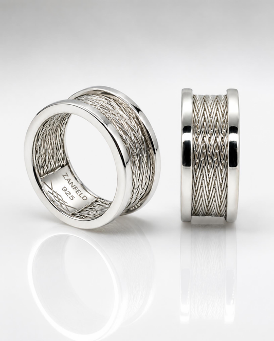 Sterling Silver Woven Cable Rope Band Ring