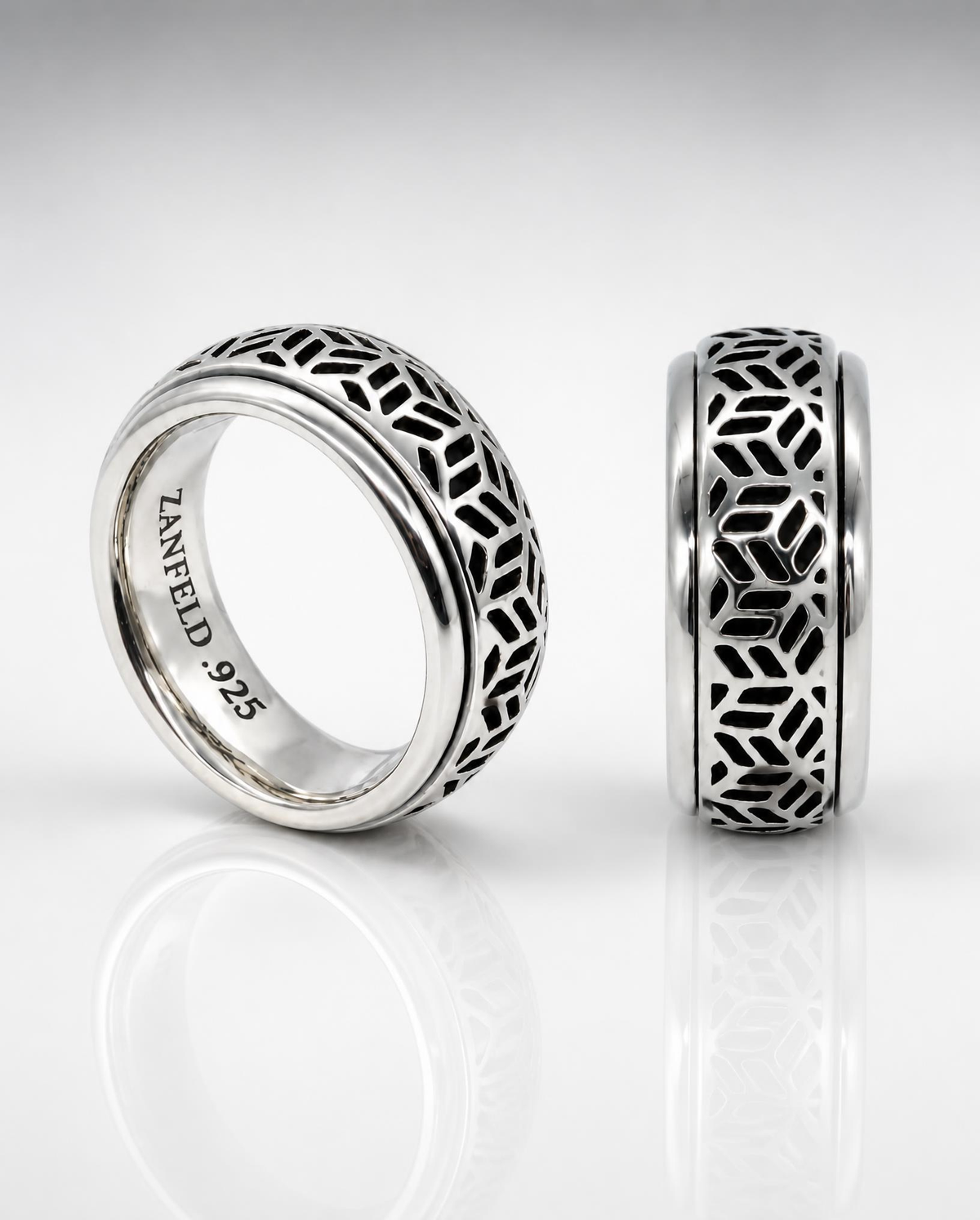 Sterling Silver Chevron Cutout Band Ring