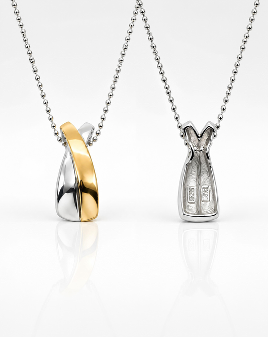 Two-Tone Twist Pendant Necklace