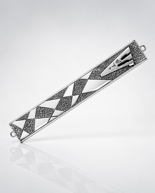 Sterling Silver Geometric Diamond Mezuzah Case