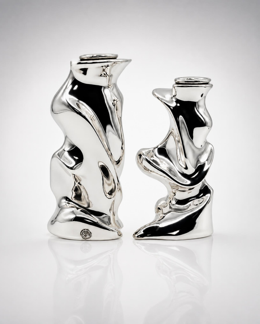 Sterling Silver Sculptural Candlestick
