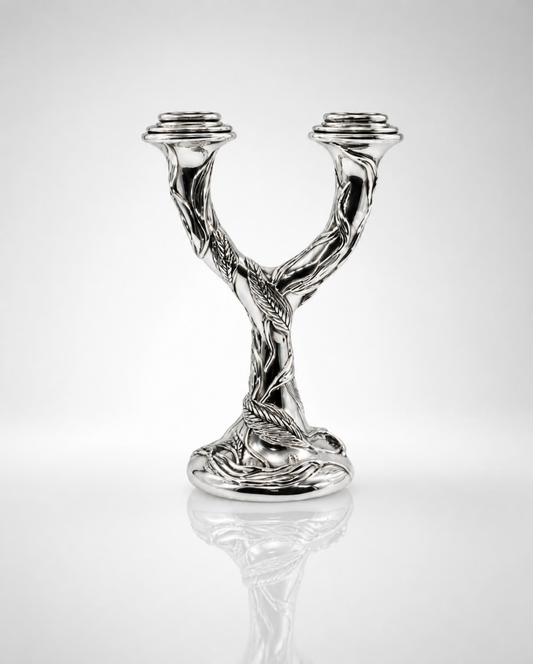Sterling Silver Wheat Sheaf Double Candlestick