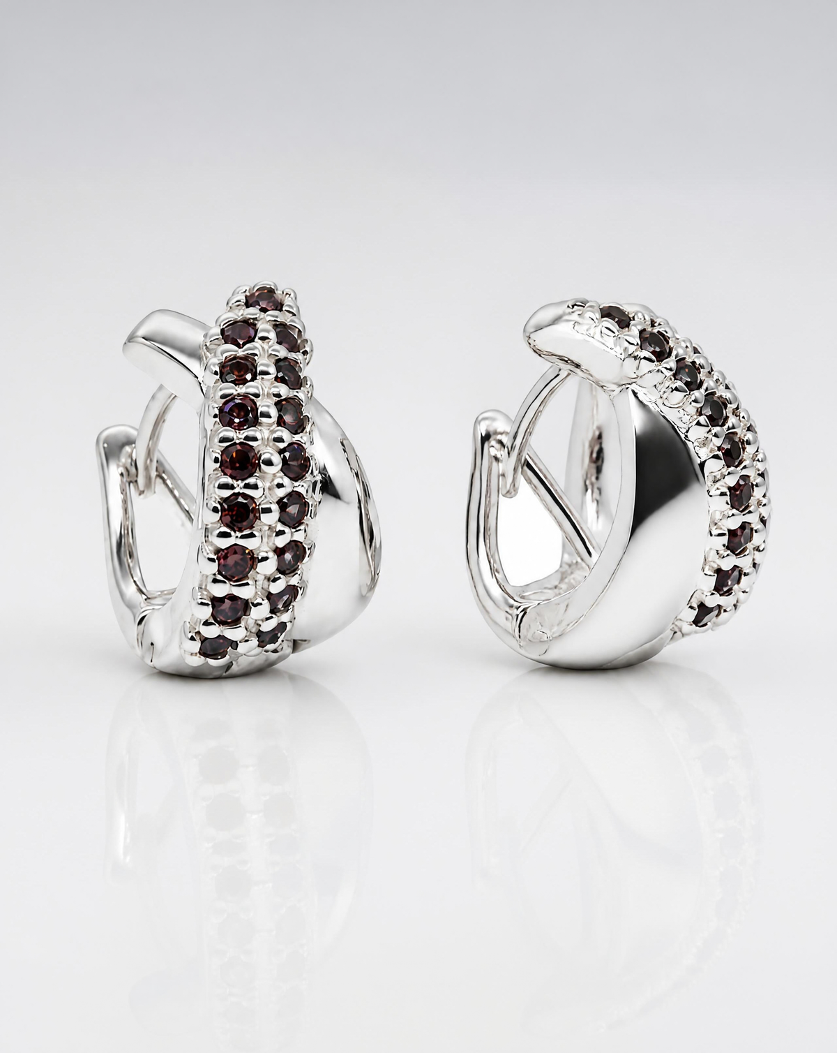 Garnet Pave Hoop Earrings