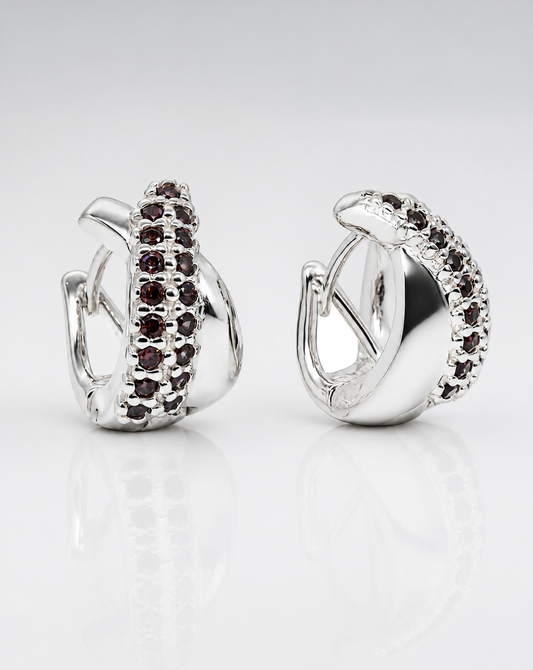 Garnet Pave Hoop Earrings