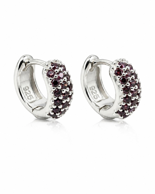 Garnet Pave Huggie Hoop Earrings