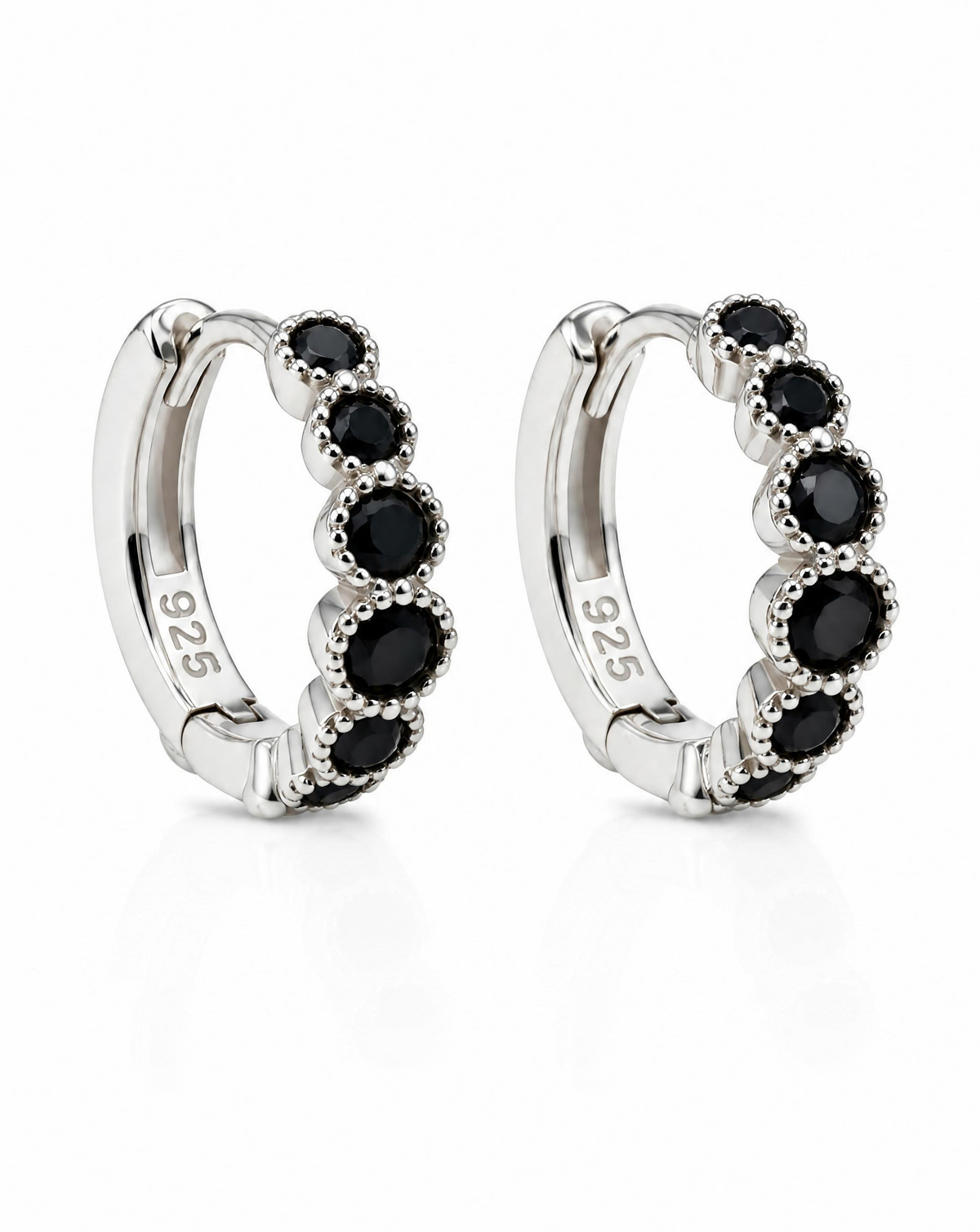 Black Gemstone Beaded Earrings