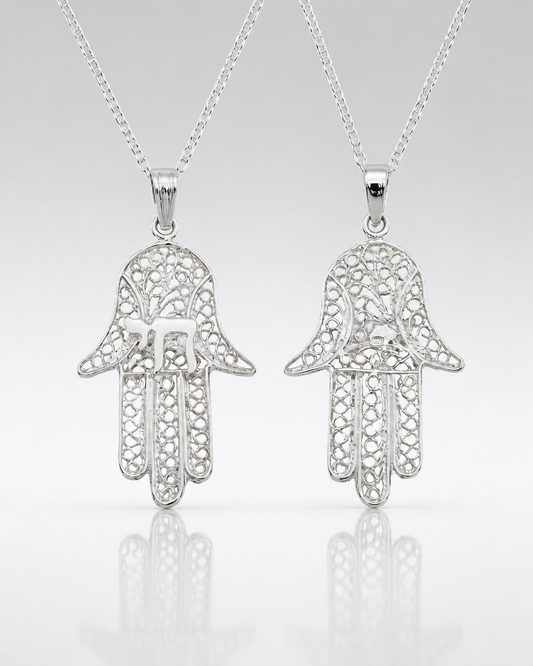 Sterling Silver Filigree Hamsa Pendant