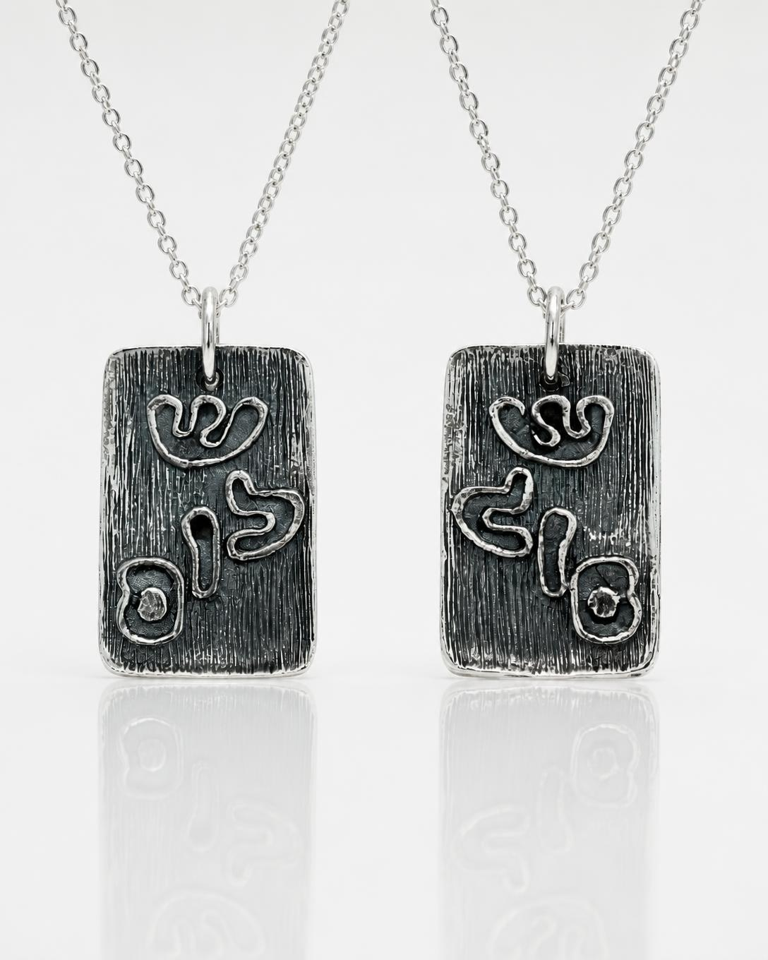 Sterling Silver Hebrew Letter Tag Pendant
