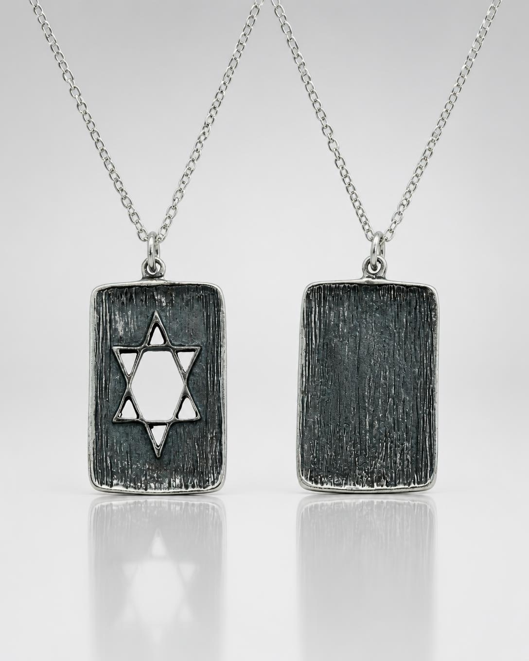 Sterling Silver Star of David Tag Pendant