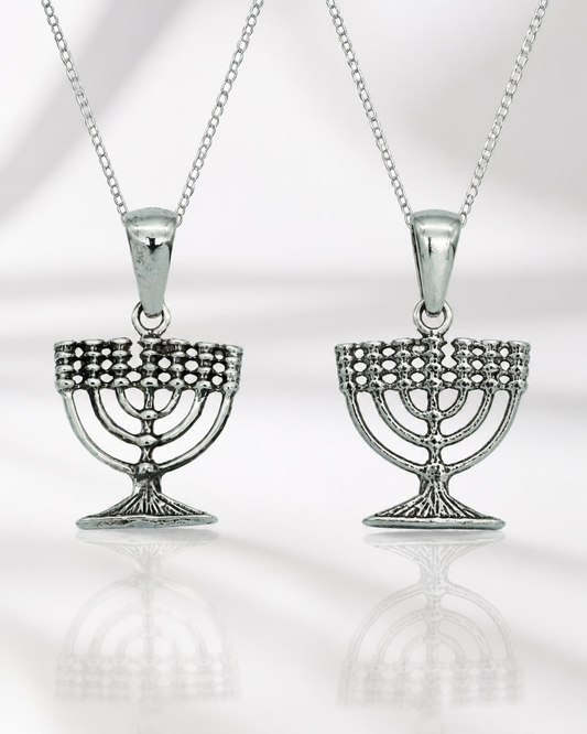 Sterling Silver Menorah Pendant