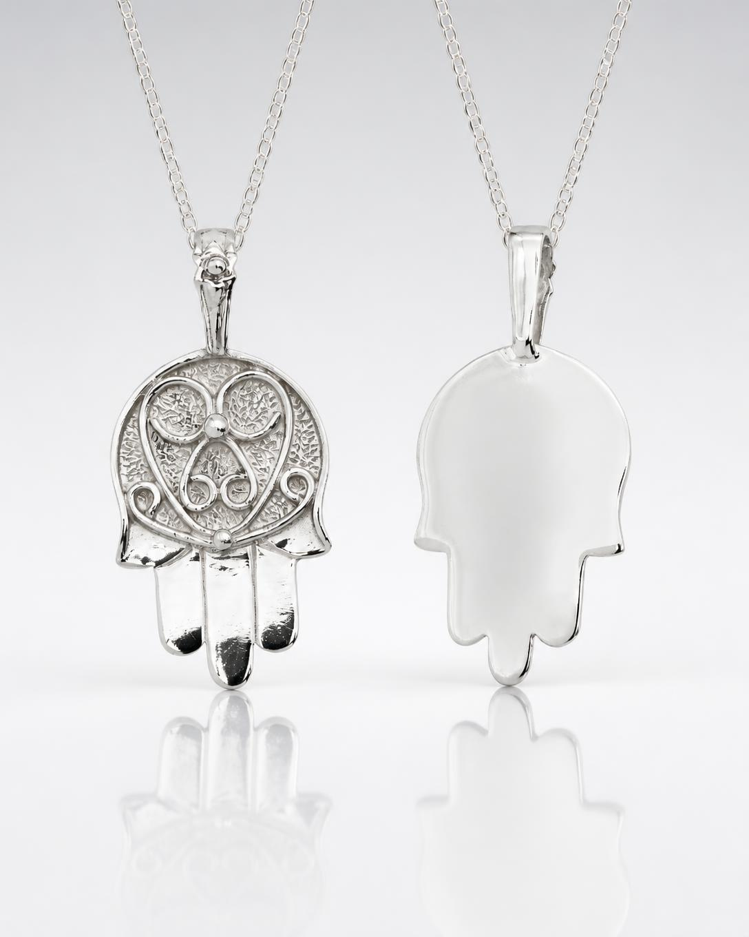 Sterling Silver Filigree Hamsa Pendant