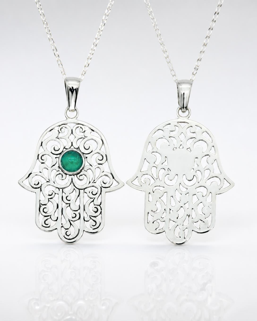 Sterling Silver Filigree Hamsa Pendant