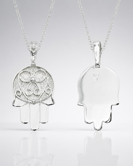 Sterling Silver Filigree Hamsa Pendant