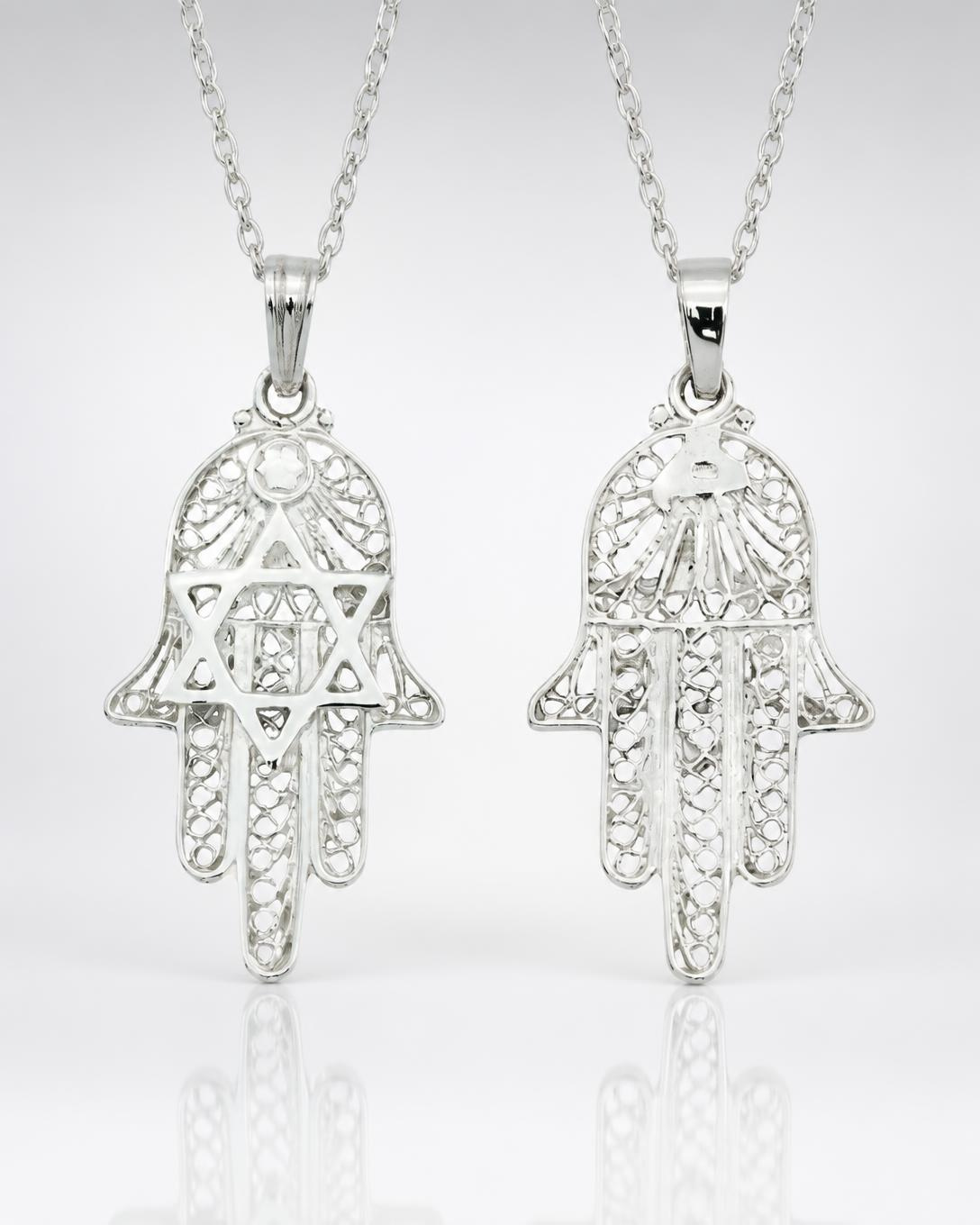 Sterling Silver Filigree Hamsa Pendant