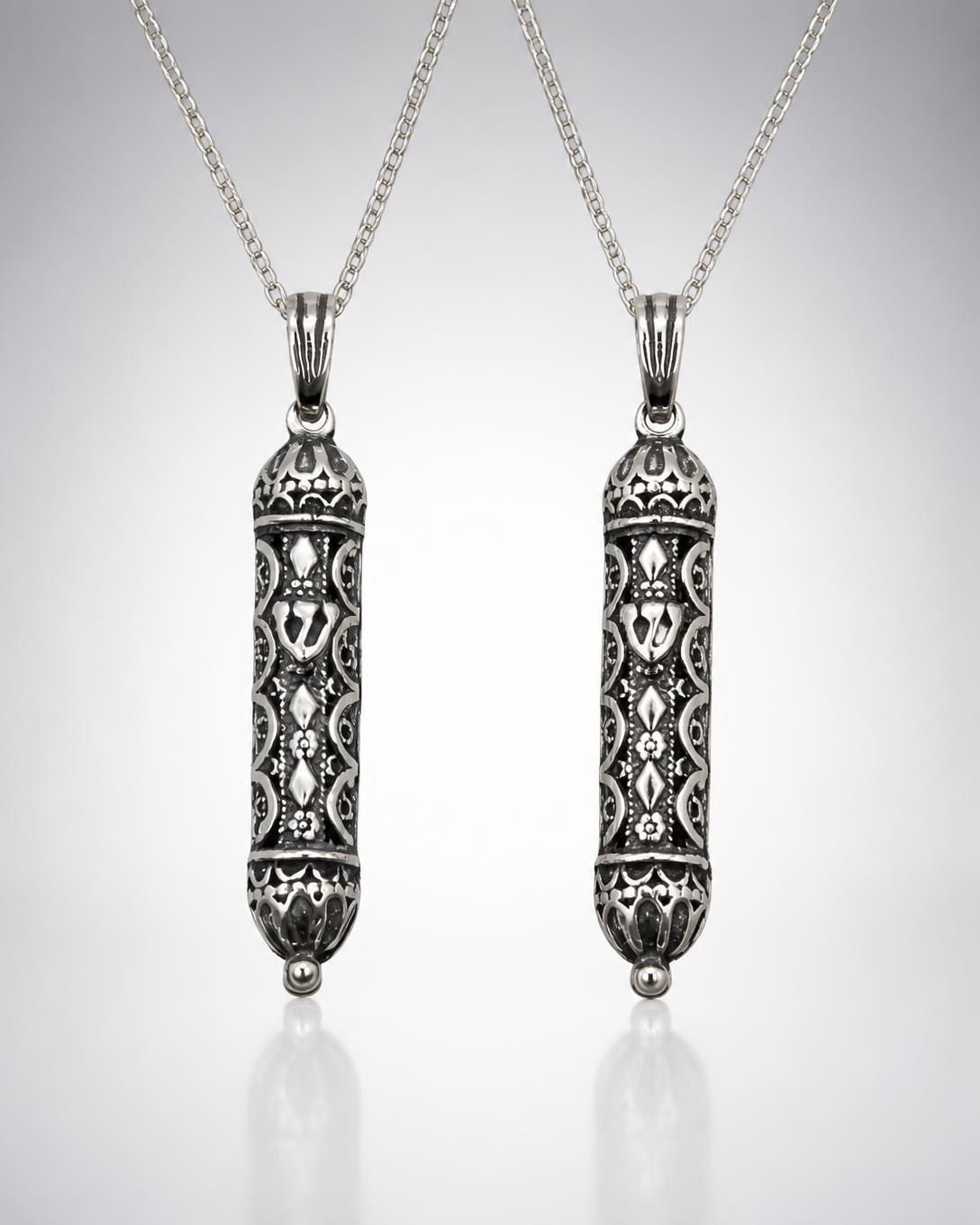 Silver Judaic Mezuzah Door Protection