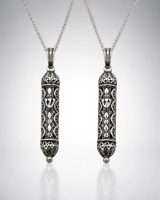 Silver Judaic Mezuzah Door Protection