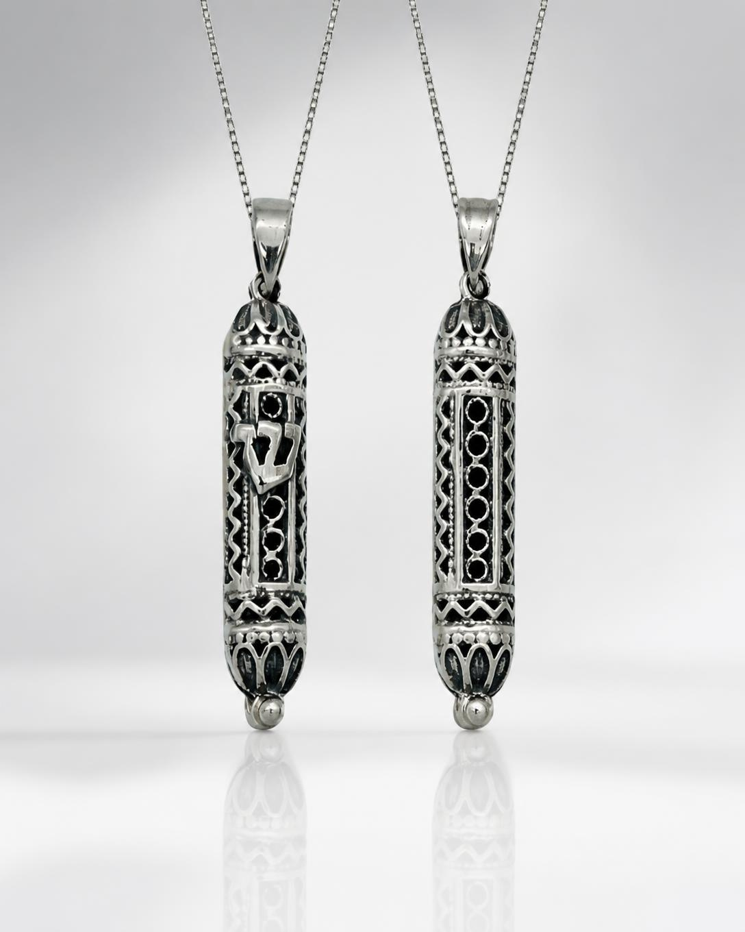 Silver Judaic Mezuzah Door Protection