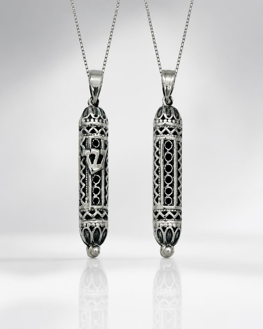 Silver Judaic Mezuzah Door Protection