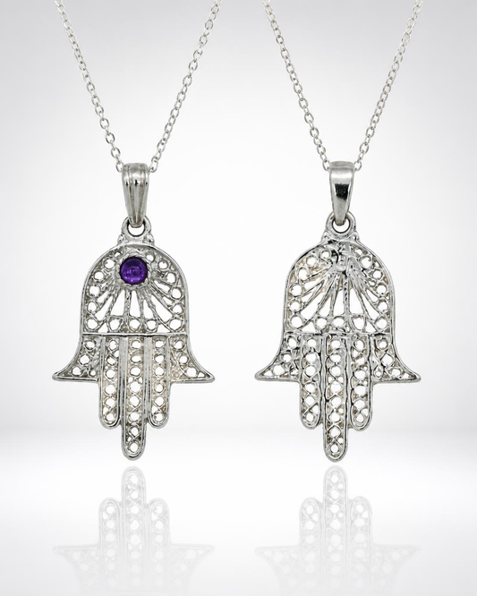 Sterling Silver Filigree Hamsa Pendant
